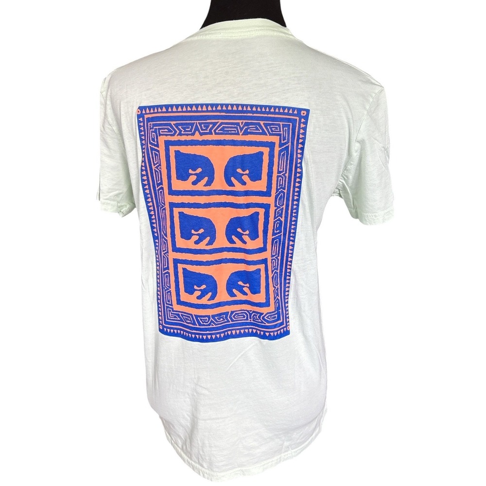 Obey Mint Green "Flashback" Graphic T-Shirt, Small, Andre The Giant Eyes, Tribal
